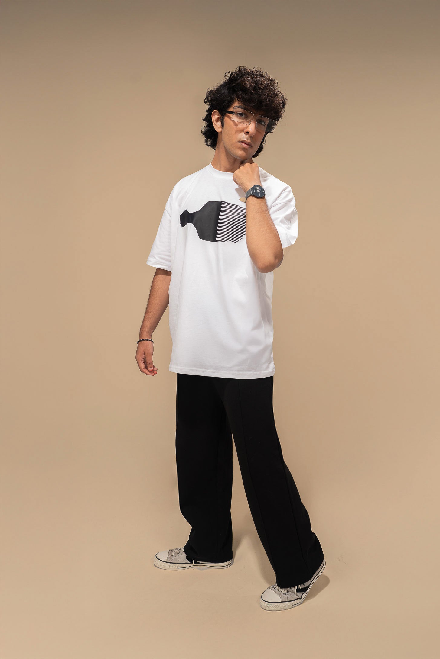 RELAXED FIT TEXTURED TROUSERS