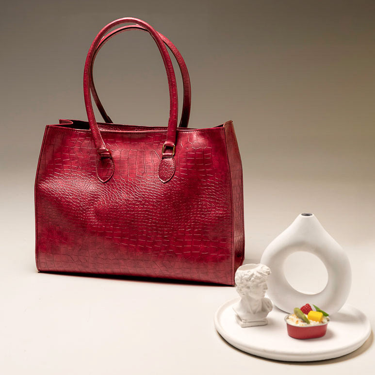 Tote Bag in Croc-embossed Material
