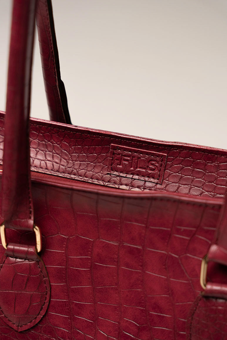 Tote Bag in Croc-embossed Material