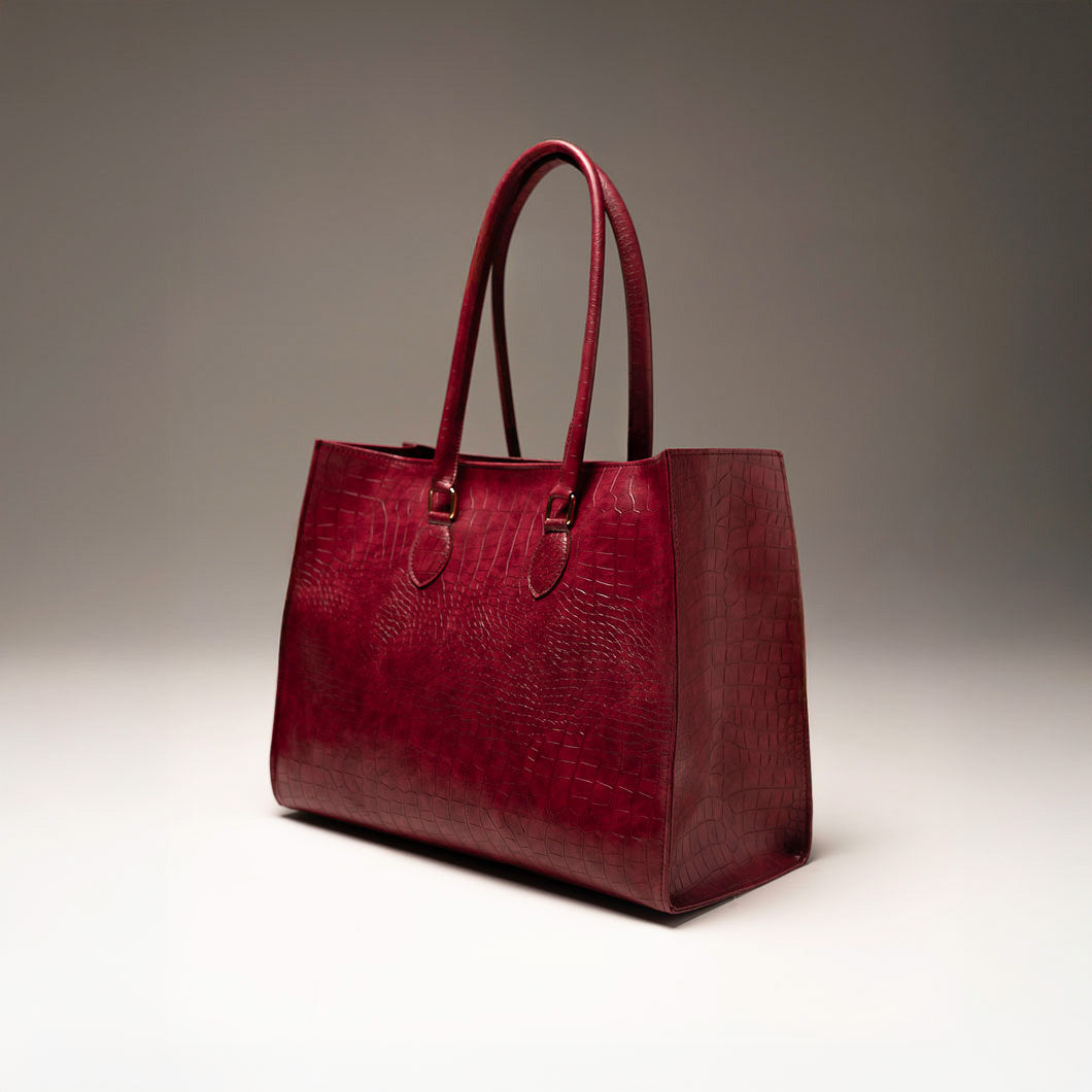 Tote Bag in Croc-embossed Material