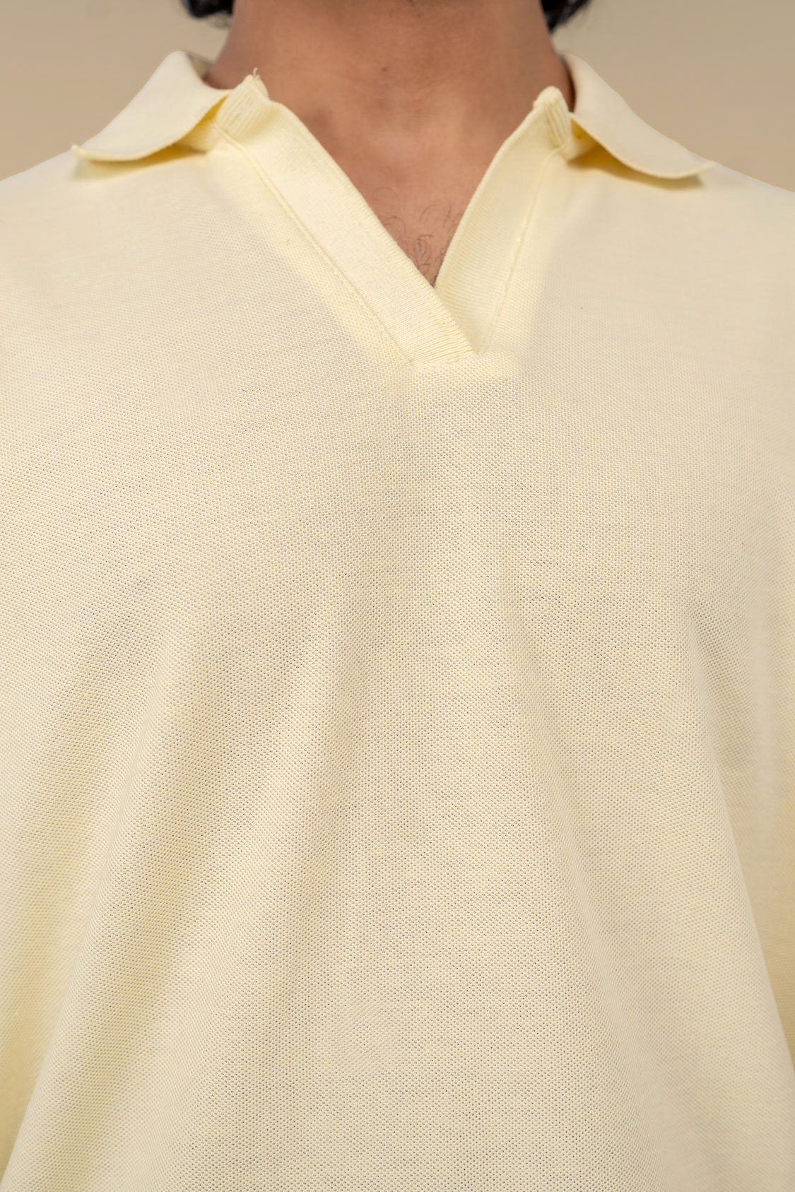 RIB POLO SHIRT V-NECK